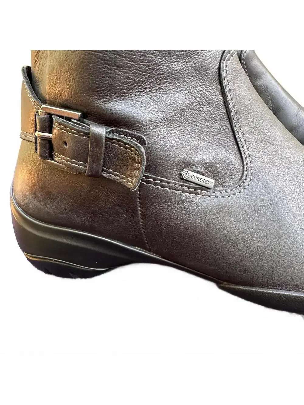ECCO Nubuck Leather Boots Goretex Side Zip Buckle Details Sz 37 US 6.5 - 7